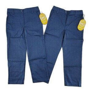 2 Wonder Nation Girls Pants 5T Toddler Blue Flat Front School Uniforms Bundle